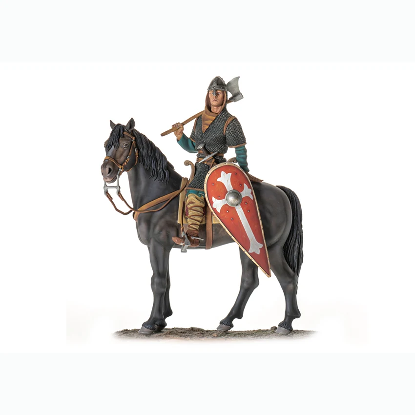 Unmontierte 1/16 ANTIKE normannische Kriegerfigur mit Pferd, Resin-Figur, Miniaturmodellbausatz, unbemalt