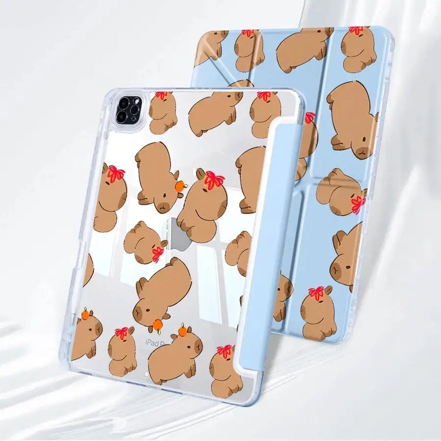 Capybara Love Y-Fold Tablet Case with Stand and Holder