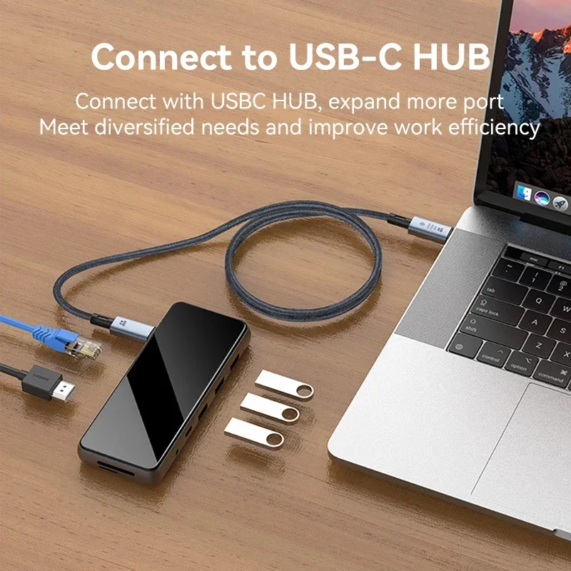 USB 4 Cable Supports 8K HD Display 40 Gbps Data Transfer 240W Charging USB C to C Cable for iPhone Type-C Laptop Hub Docking