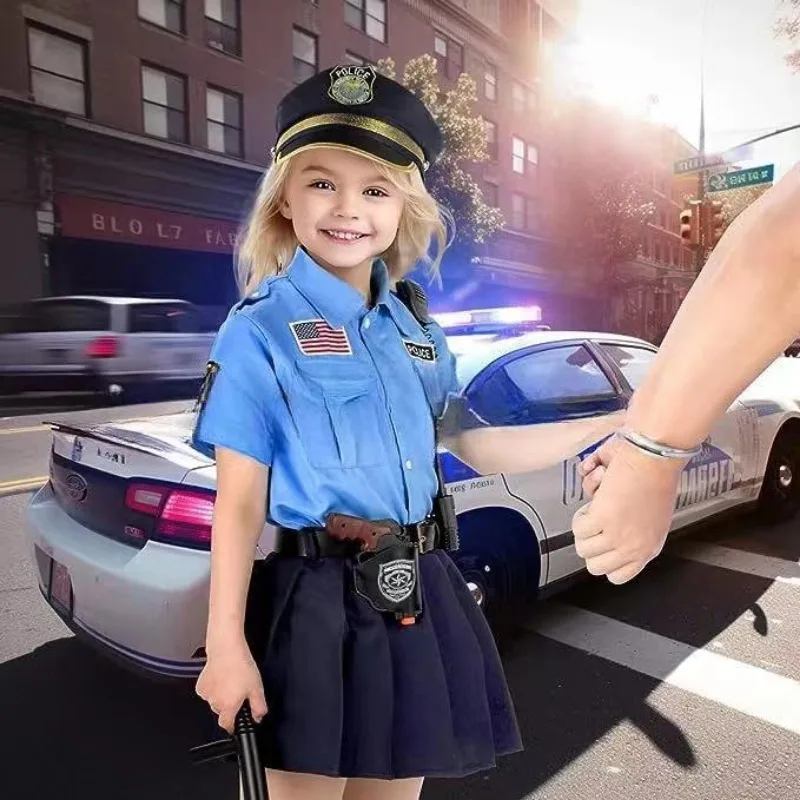 Dress Up America Police Costume for Kids Police Officer Costume for Girl Cop Uniform Set with Accessories Party Show Gifts