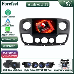 Android 13 Qualcomm For Renault Master Nissan NV400 Opel Movano 2010-2021 Multimedia Car GPS Player Navigation Radio Stereo HDR