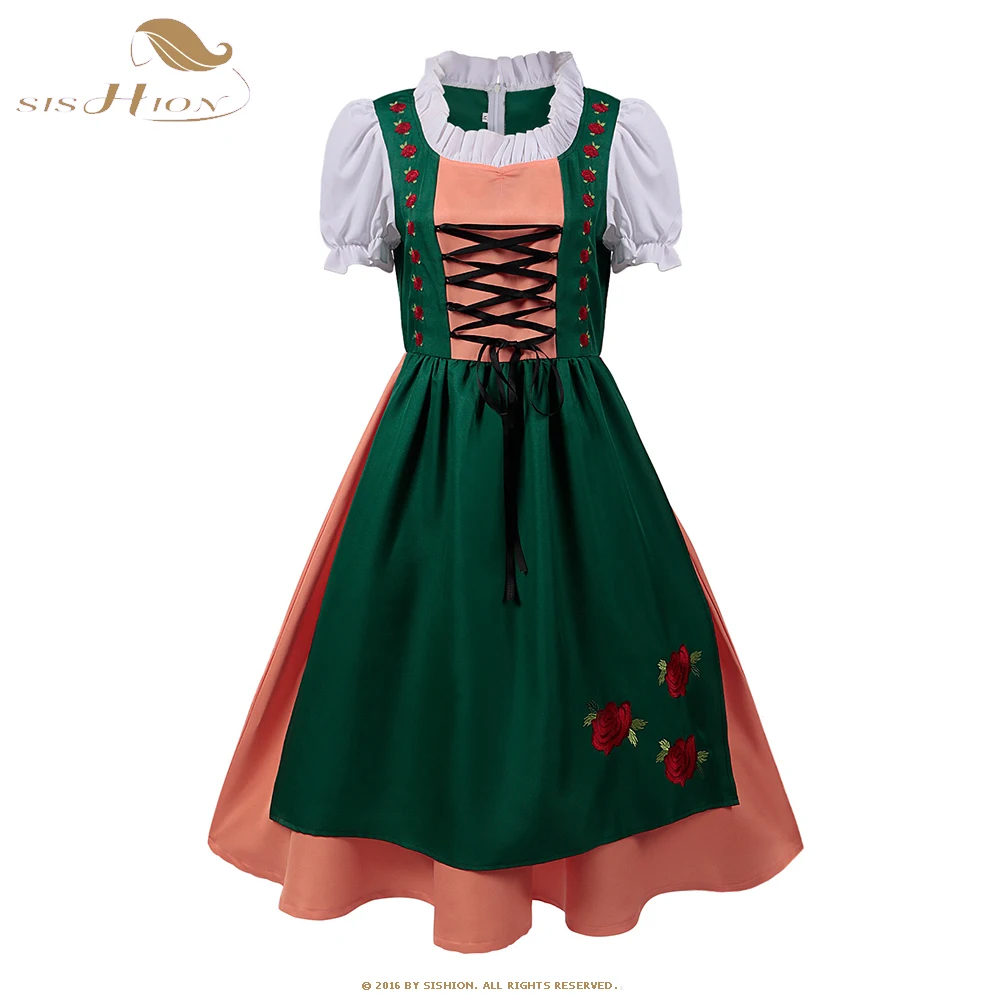 

2023 New Summer Halloween Carnival Dresses German Beer Festival Green Prom Party Dress Set Bavarian Women's Clothing VD4047