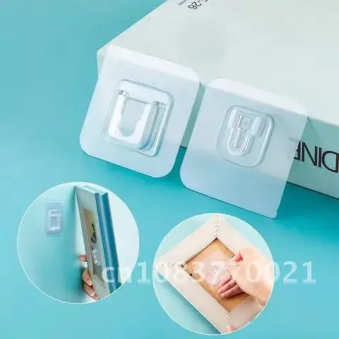 

10/5 Double Sided Adhesive Wall Hooks Pairs Invisible Traceless Snap Hook for Picture Bathroom Kitchen Hook Kit