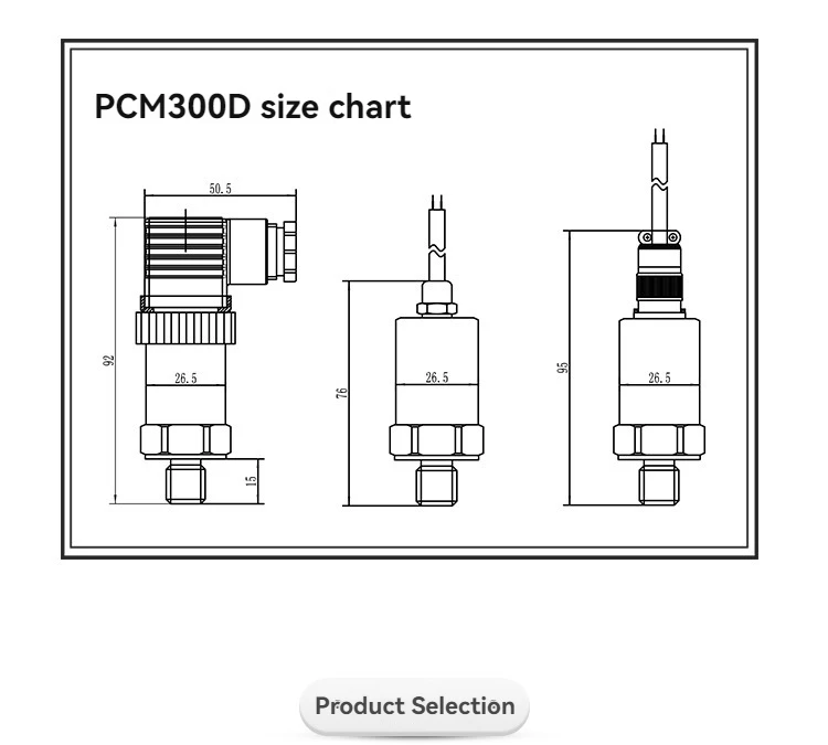 Silicon Pressure Transmitter Pressure Transducer G1/4 4-20mA Output 20k 40k 100k 0.2M 0.4M 0.6M 1.0M 1.6M 2.5M 4M 6M 10M 16M 25M