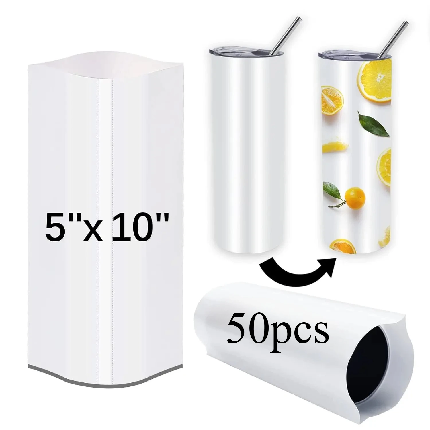 10 Bicchieri Per Sublimazione 20 OZ – Acciaio Inox 304, Forma Dritta, Con Cannucce E Pellicola Termoretraibile, Bianchi