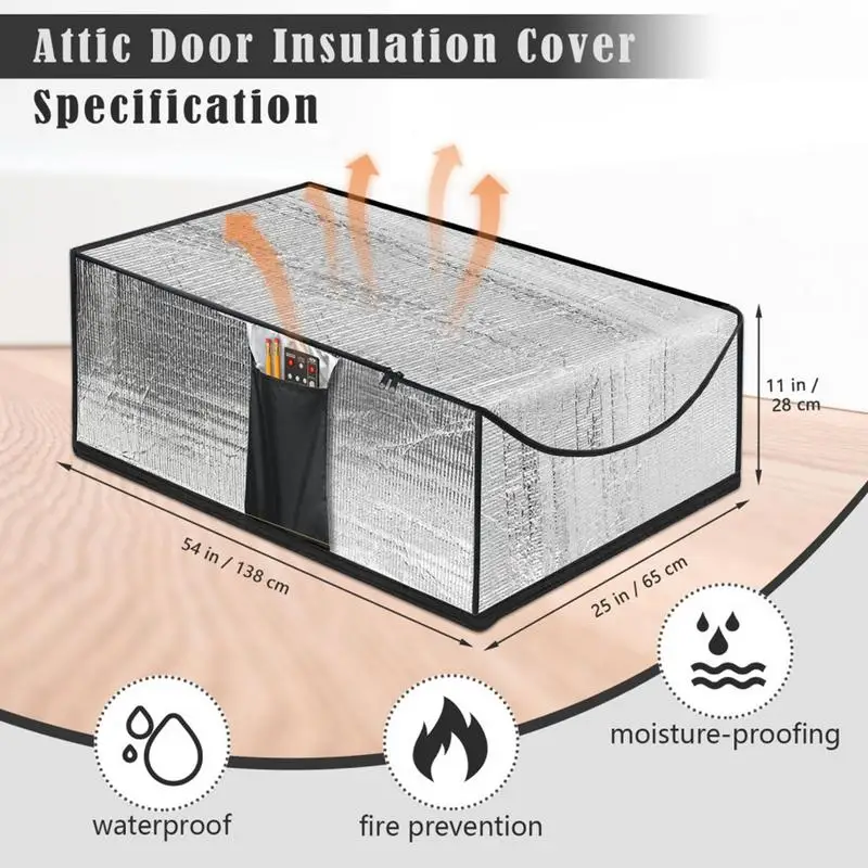 Waterproof Attic Tent Insulation Cover With Attic Stairway Insulation Aluminum Foil 54x25x11 Inch Foldable Dust Cover