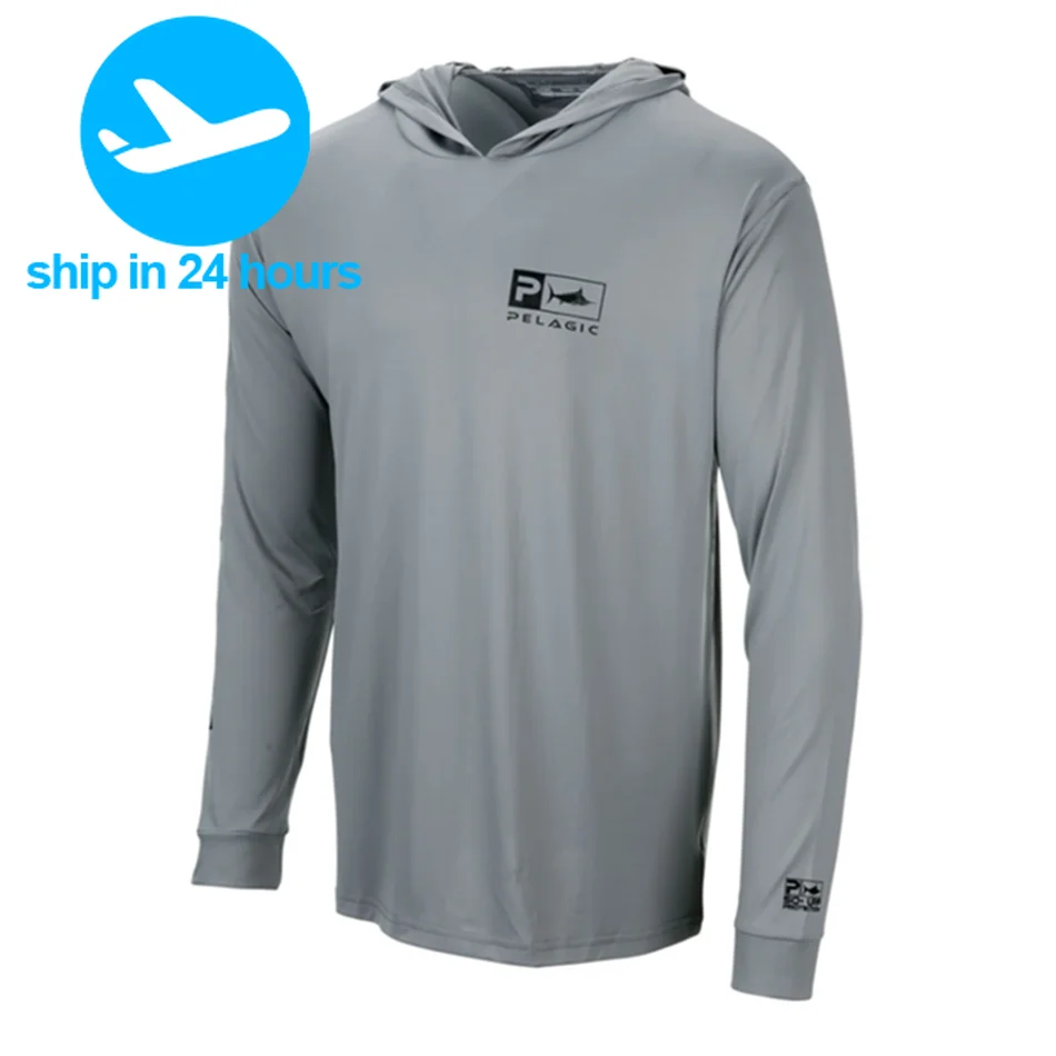 

Футболка Pelagic с капюшоном для рыбалки, Мужская дышащая одежда для рыбалки с длинным рукавом, защита от солнца, быстросохнущая футболка для рыбалки, футболка для рыбалки