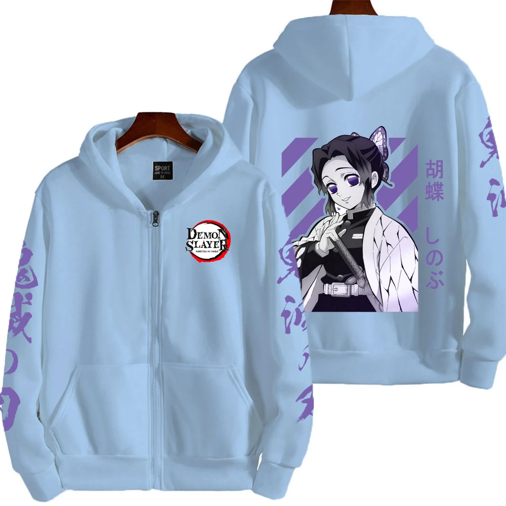 Shinobu Kocho Demon Slayer Men Zip Up Hoodie Spring Autumn