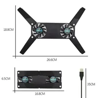 2 Fan Laptop Cooling Pad USB Powered Cooling Dock Air-cooling Laptop Cooler Bracket for Notepad Universal 7 15" 1 Notebook Stand - Image 6