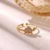88198-4ed565.jpg Bague d'été imperméable couleur or rose pour femmes, anillos romantiques en forme de fleur de marguerite, en acier inoxydable, cadeaux élégants pour fête