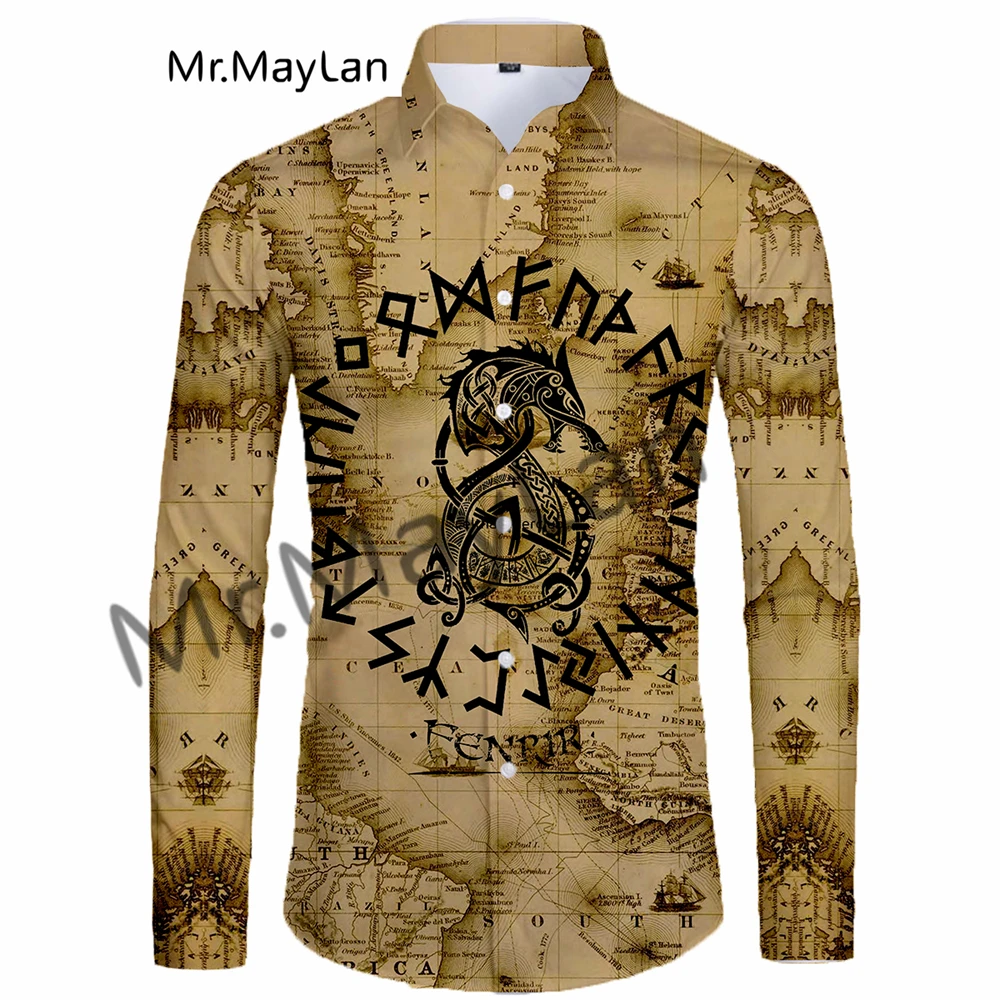 

Colorful Maps & Dragons Chemise Hombre 3D Print Unisex Leisure Hawaii Blouse Fashion Streetwear Oversized Long Sleeve Shirts-75