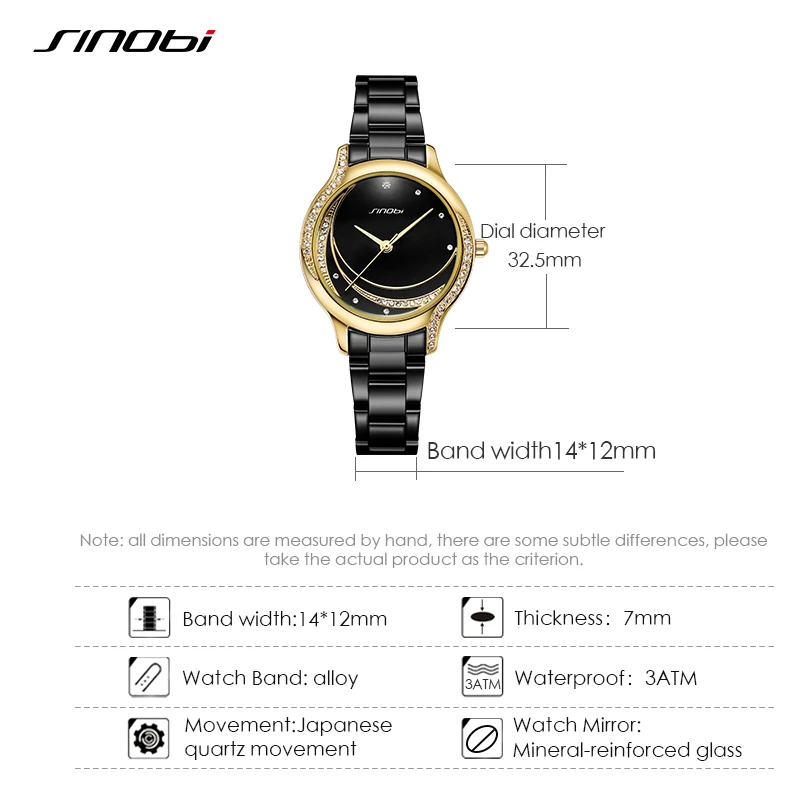 SINOBI Top Luxury Ladies Watch Original Design Diamond Woman's Quartz Wristwatches Gifts Clock for Wife Female Hot Sales Watches
