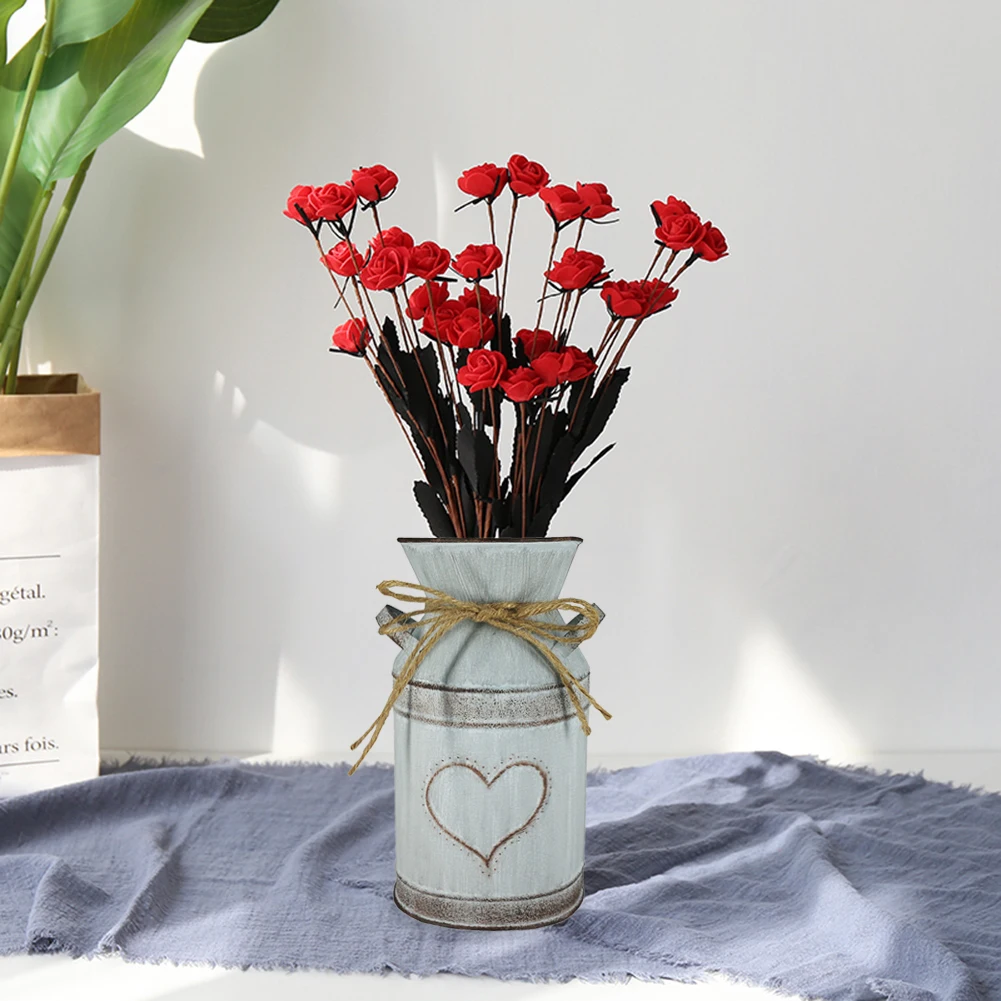 Home Plants Flowers Branch Potted Retro Shabby Chic Flower Jug Holder Metal Flower Arrangements Home Decoration 4