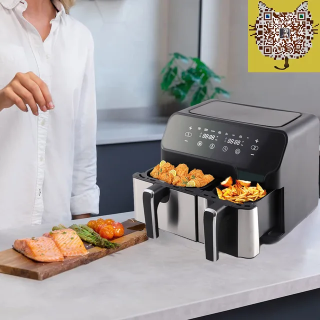 New 8L 9L Dual Basket Air Fryer with Two Cooking Zones Separate control Air  fryer Oven - AliExpress