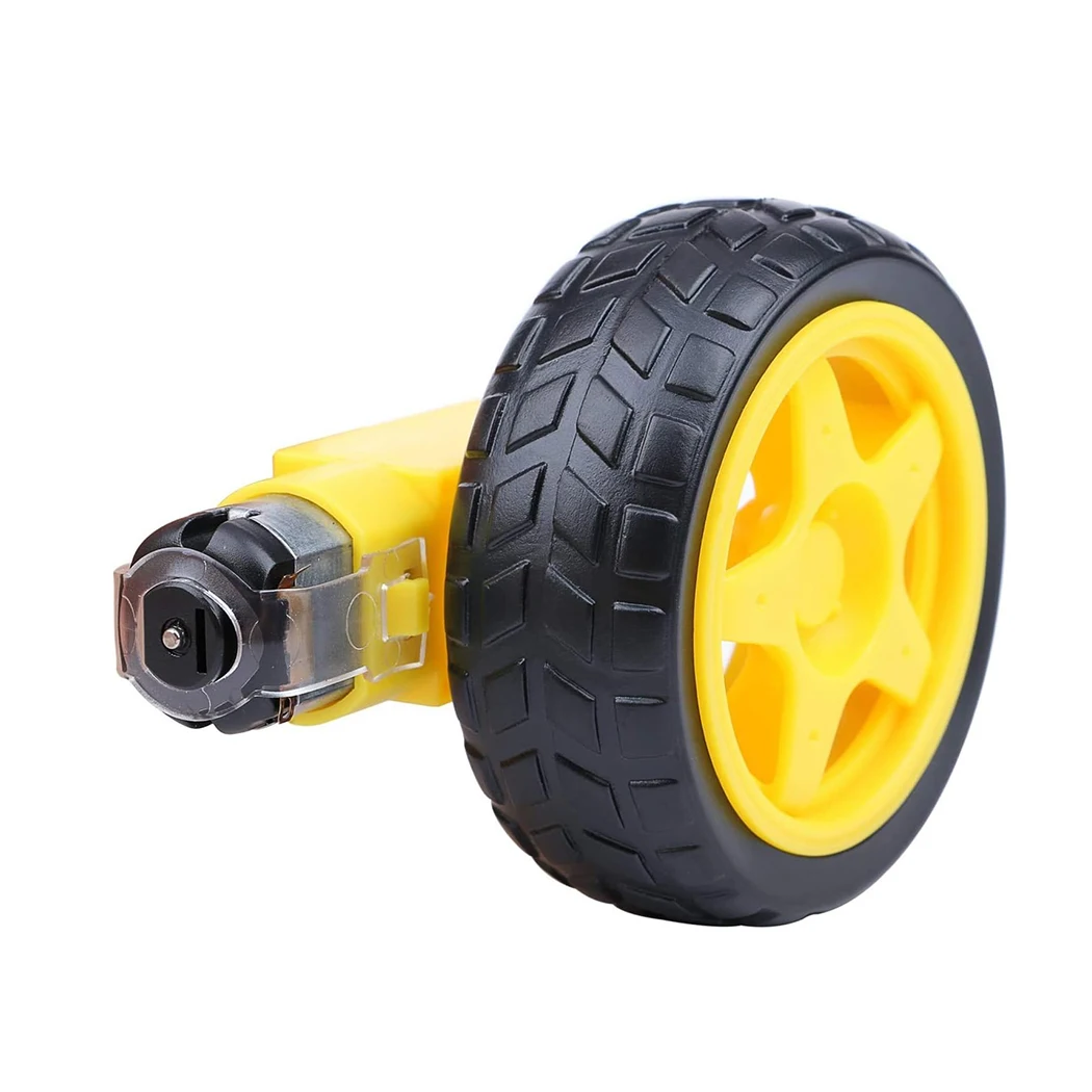 2 Adet TT Motor ve Kablolar, DC Motor DC 3-6V Dişli Kutulu Motor Çift Şaftlı 1:48 Motor Lastik Tekerlek Kiti ile Arduino DIY Akıllı RC Araba için
