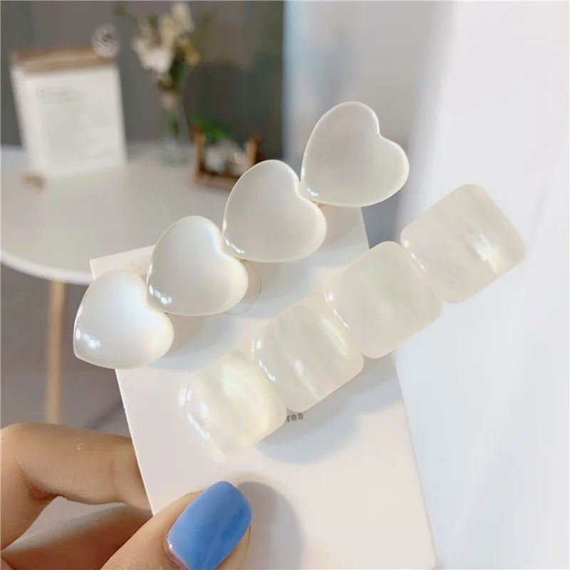 Vintage Geometric Heart Hair Clips Transparent Heart Hairpin Women Girls Hairgrips Pins Hair Band Accessories Hair Pins gift packing postcard for letter vintage white paper envelopes semi transparent sulfuric acid paper envelopes for diy