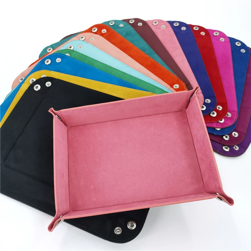 Vassoio Portaoggetti Pieghevole In PU - 17.5x17.5x4 Cm, Per Dadi, Monete, Pezzi Di Giochi, Organizzazione Viaggi