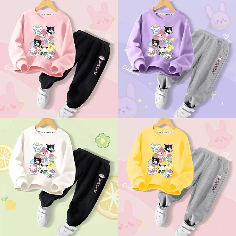 

Весна 2024, Корейская одежда для девочек, милая аниме Kuromi My Melody Cinnamoroll, детская одежда, милый детский топ и низ, подарок