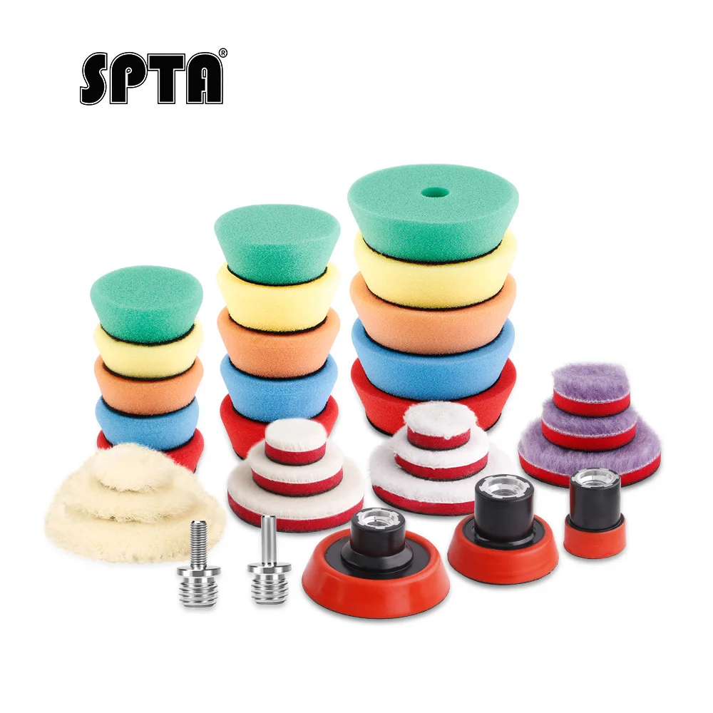SPTA 32Pcs 1"/2"/3"T-Shape Car Detail Polishing Pads Mini Polishing Pads Wool Pad for Car Polisher And Electric Drill car polishing pad car polish pad wool polishing pad