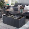 48" Lift Top Coffee Table, Farmhouse Cocktai with Sliding Groove Barn Door, Rustic Wood Center Table w/Double Storage Spaces 1
