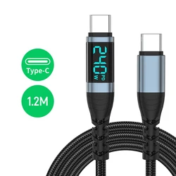 240W Type C to Type C Super Charge Digital Display Cable, 0.5m - 2m USB C Data Cable (1.2m)