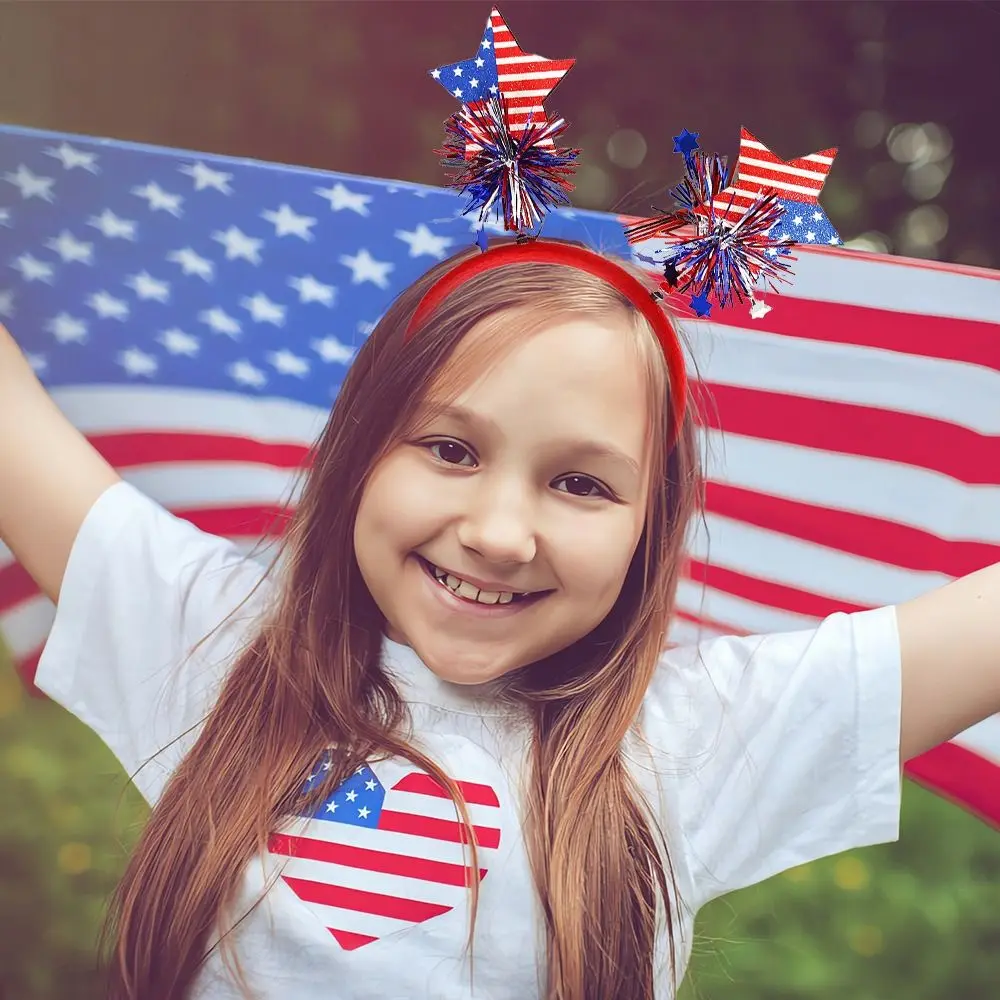 USA Independence Day Headwear Happy American Independence Day Cheer USA 4th July Party DIY US National Day Flag Hair Band