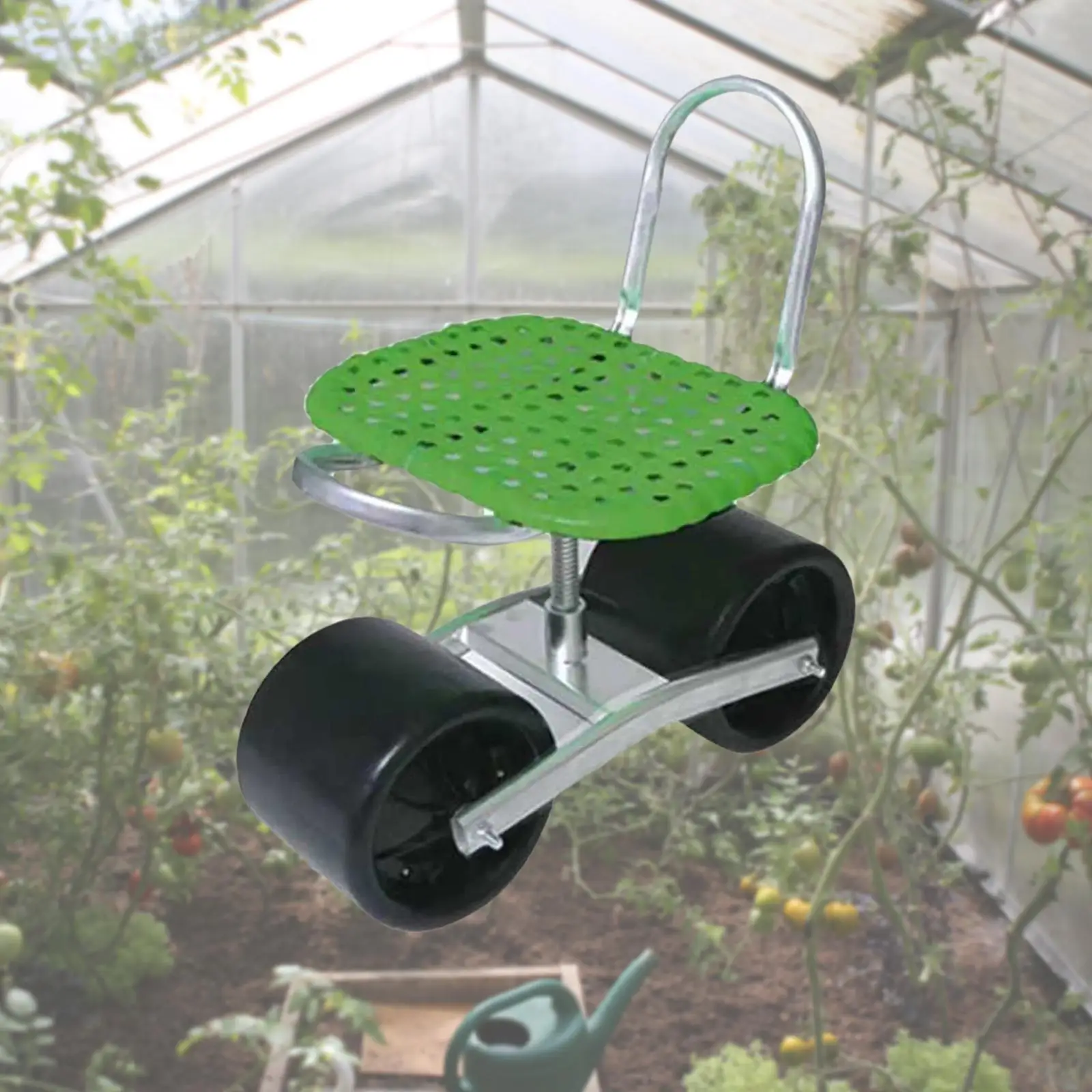 Working Seat Rolling Stool Garden Trolley Adjustable Swivel 360&deg; Rotating for Garden Greenhouse Lawns Yards