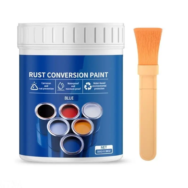 1 шт. 300 г фарби для інгібітора іржі на водній основі з пензлем, стійке до атмосферних впливів і барвисте захисне покриття для металевих поверхонь