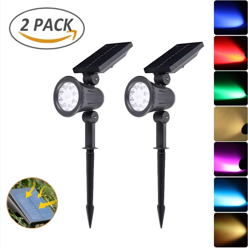 1-2PCS 9LED Solar Powered Lawn Lamp Adjustable Outdoor IP65 Waterproof Garden Courtyard Decoration Street Lamp Spotlight
