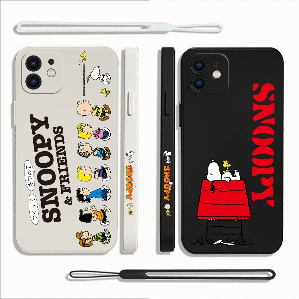 

Cartoon Snoopys Phone Case For Xiaomi Redmi Note 12 11 11T 10 10S 9 Pro Plus 10C 9A 9C 9T K40 K50 K60 4G 5G With Hand Strap