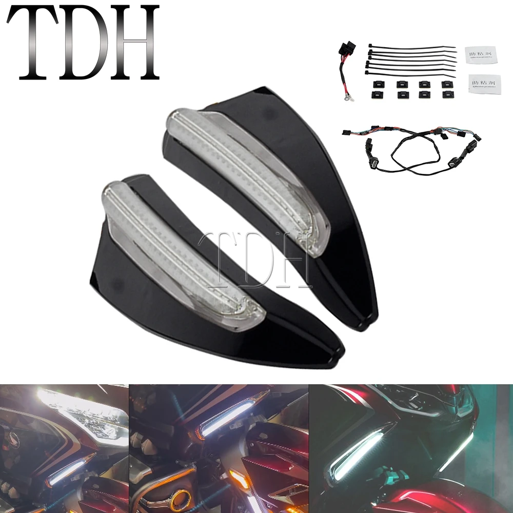 

Для мотоцикла хромовый черный свет ed Vent декоративные светодиодные светильник тели поворота для Honda Goldwing GL1800 Gold Wing GL 1800 F6B 2018-2021