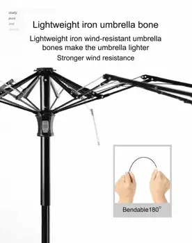 Internal structure of BreezeLite5F compact umbrella, showing lightweight iron wind-resistant bones bendable up to 180 degrees for enhanced durability.