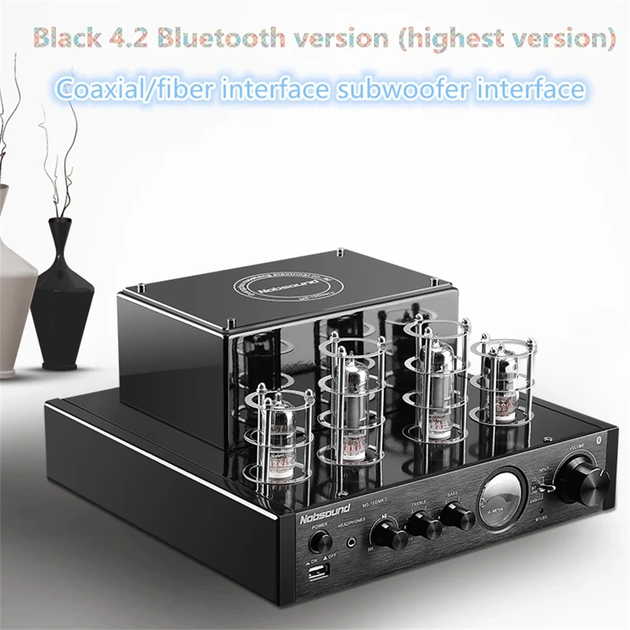 

Новый черный Nobsound MS-10D MKII Hifi 2,0 ламповый усилитель USB/4,2 Bluetooth/волоконно-коаксиальный усилитель аудио усилитель 25 Вт * 2