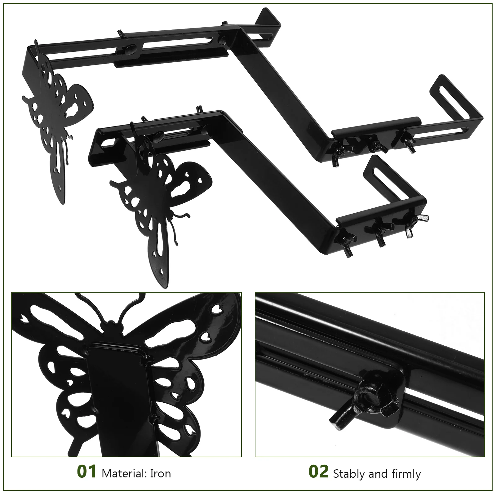 2 Pcs Balcony Flower Pot Hanger Adjustable Wall Planter Hook Rail Rack Holder Wire Hangers Indoor Mount Bracket up