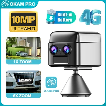 OKAM PRO WIFI MINI Dual-Lens HD 10MP 6X ZOOM 4G SIM Camera with Two-Way Talk Night Vision PIR Motion Waterproof Security Camera 1
