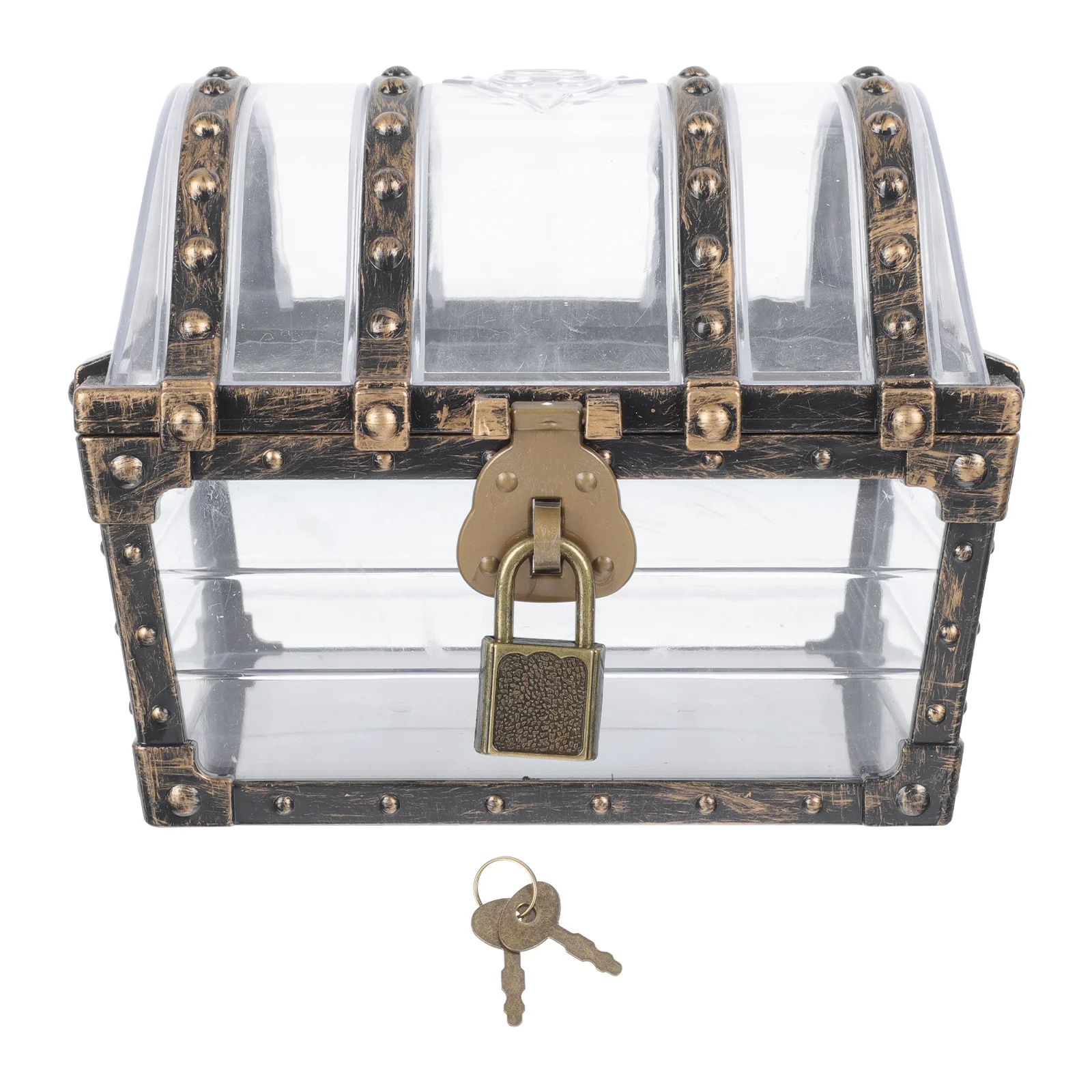 

Transparent Pirate Treasure Box with Lock and Key for Kids' Pirate Party