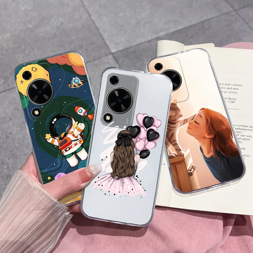 Cute Bear Flower Clear Protective Anti-Drop Phone Case - Soft TPU Cover