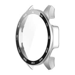 Shockproof Tempered Glass Screen Protector Case for Smartwatch - Full Coverage Protective Frame (Silver)