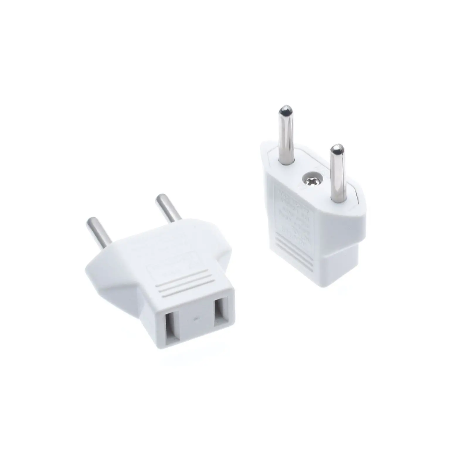범용 화이트 블랙 유럽 2 핀 컨버터, 125V 250V 6A AC 전력, US-EU 어댑터 플러그, 4.0mm