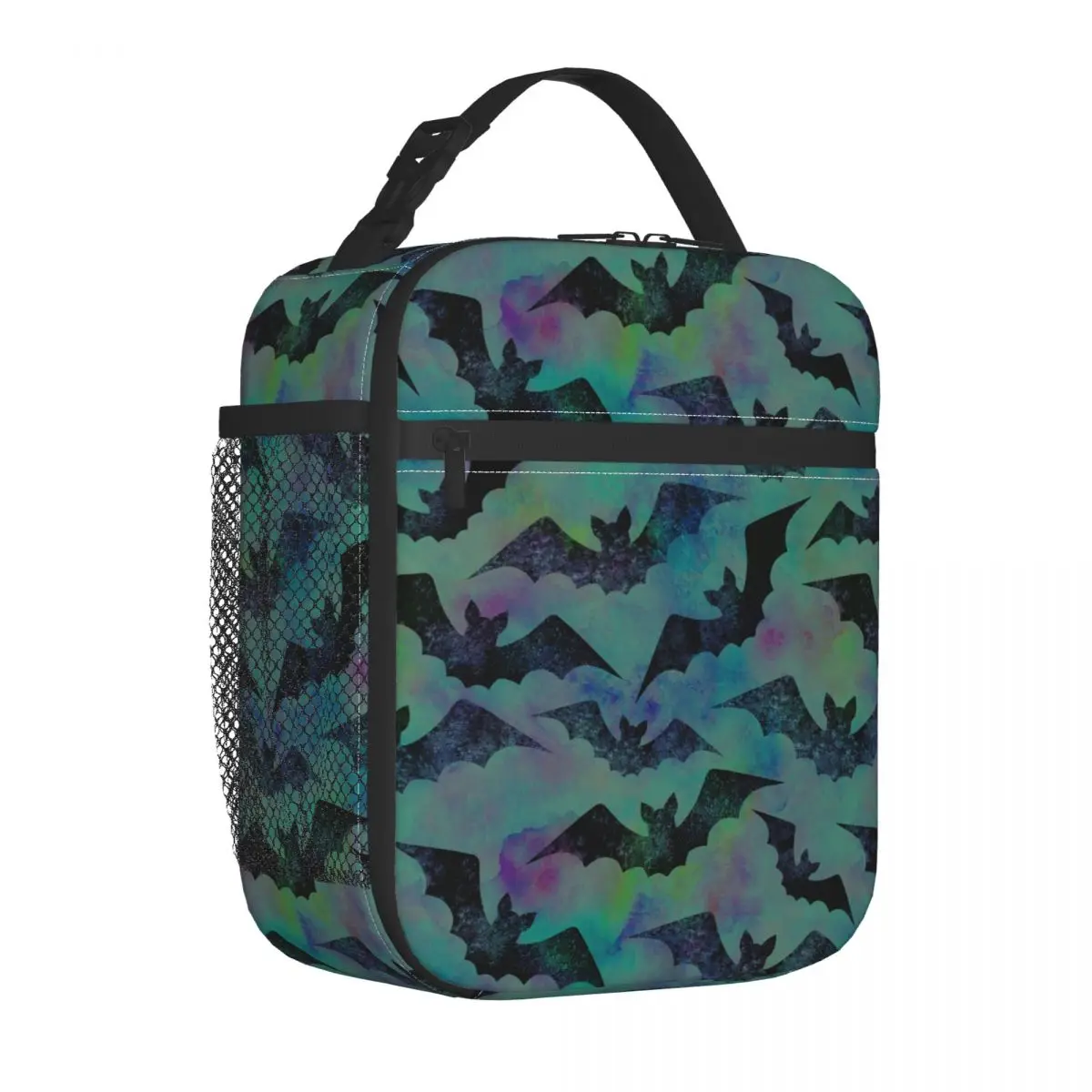 

Bat Halloween Insulated Lunch Bag Cooler Bag Reusable Watercolor Grunge High Capacity Tote Lunch Box Food Storage Bags Work