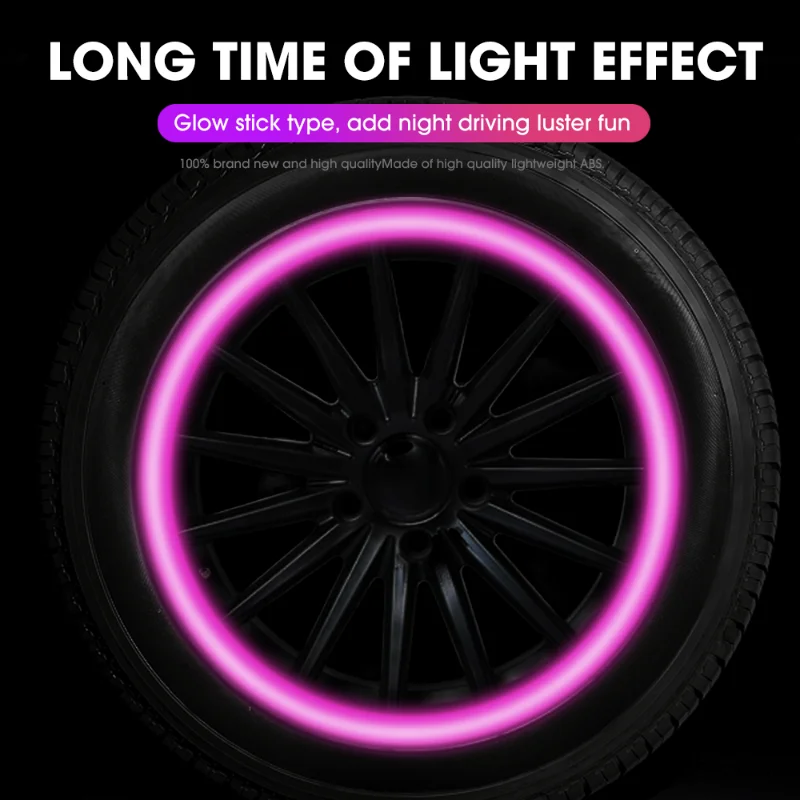 4 Tappi Valvola Pneumatico Luminosi Fluorescenti Per Auto Moto Bici | ABS Glow Dark