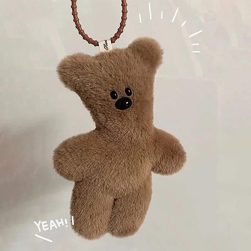 Teddy Bear Squeak Portachiavi Ciondolo Cartoon Cute Plush Doll Toy Kawaii Soft Farcito Bag Charms Decorazioni Per Regalo Per Bambini