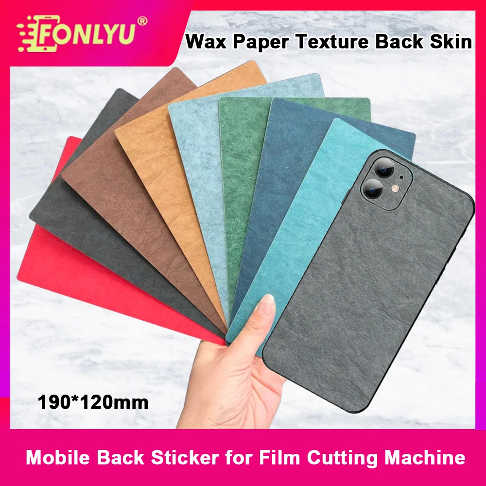 FONLYU 50pcs Wax Paper Texture Design Back Film for Cut Solid Color Phone Back Skin Stickers Black Glass Protectors for Plotter