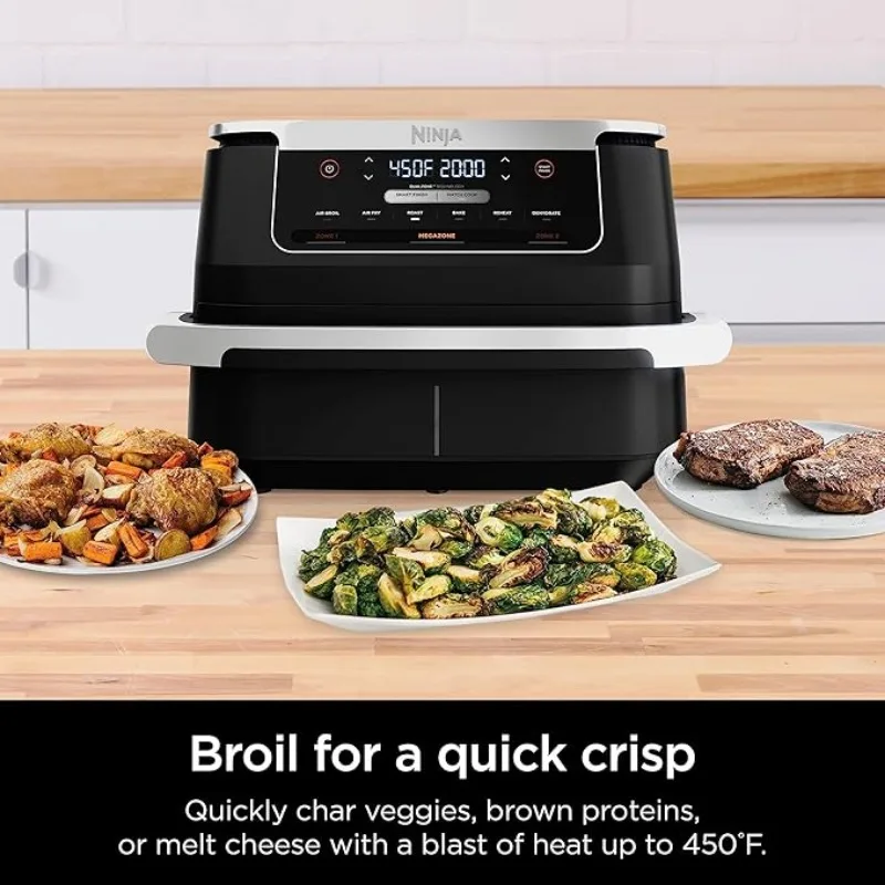 Ninja DZ071 Foodi 6-in-1 FlexBasket Air Fryer with 7-QT MegaZone & Basket Divider for Large Proteins & Full Meals 5
