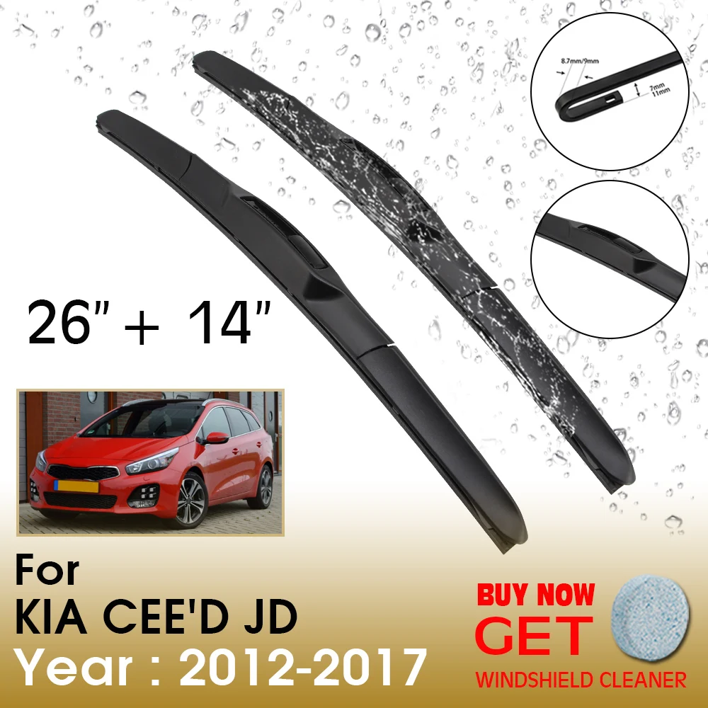 Car Wiper Blade For Kia Cee'D Jd 26"+14" 2012-2017 Front Window Washer Windscreen Windshield Wipers Blades Accessories