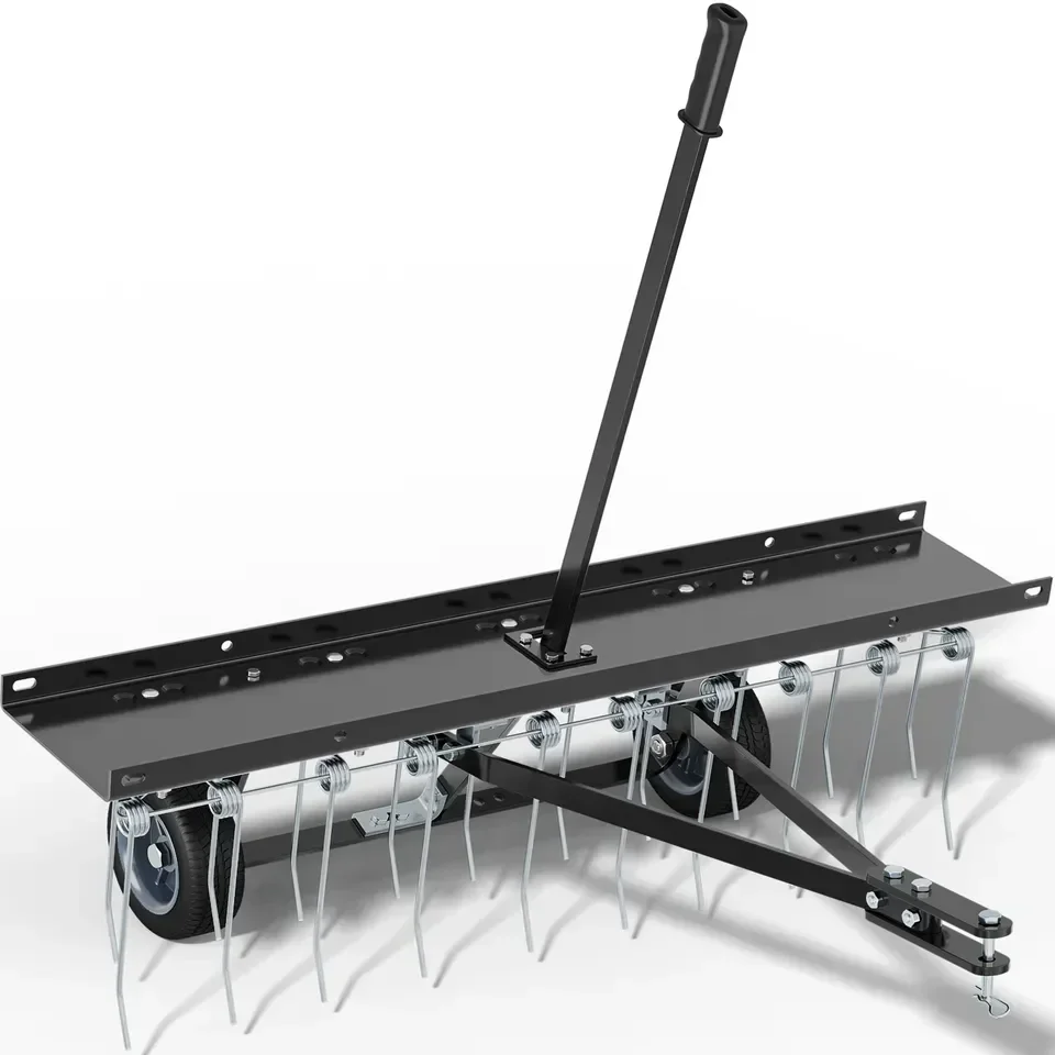YINTATECH 40" Dethatcher Tow Behind Lawn rake Lawn Sweeper Height Adjustable Black Stee