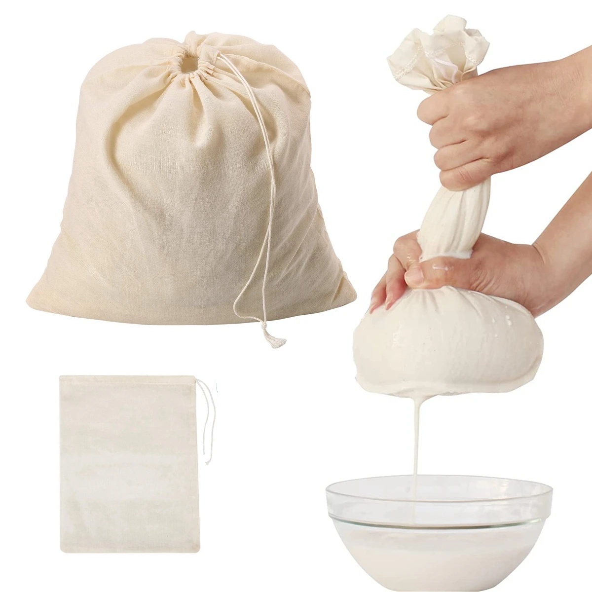 3pcs Nut Milk Bags Cheese Cloth Cheesecloth Bags For Straining Reusable