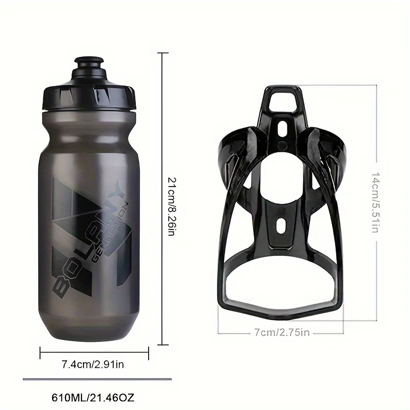 Bicycle Bottle Set Waterproof Anti Slip Toughness Lightweigt Bottle Holder BPA-Free 610ml Squeeze Leakproof Water Bottle