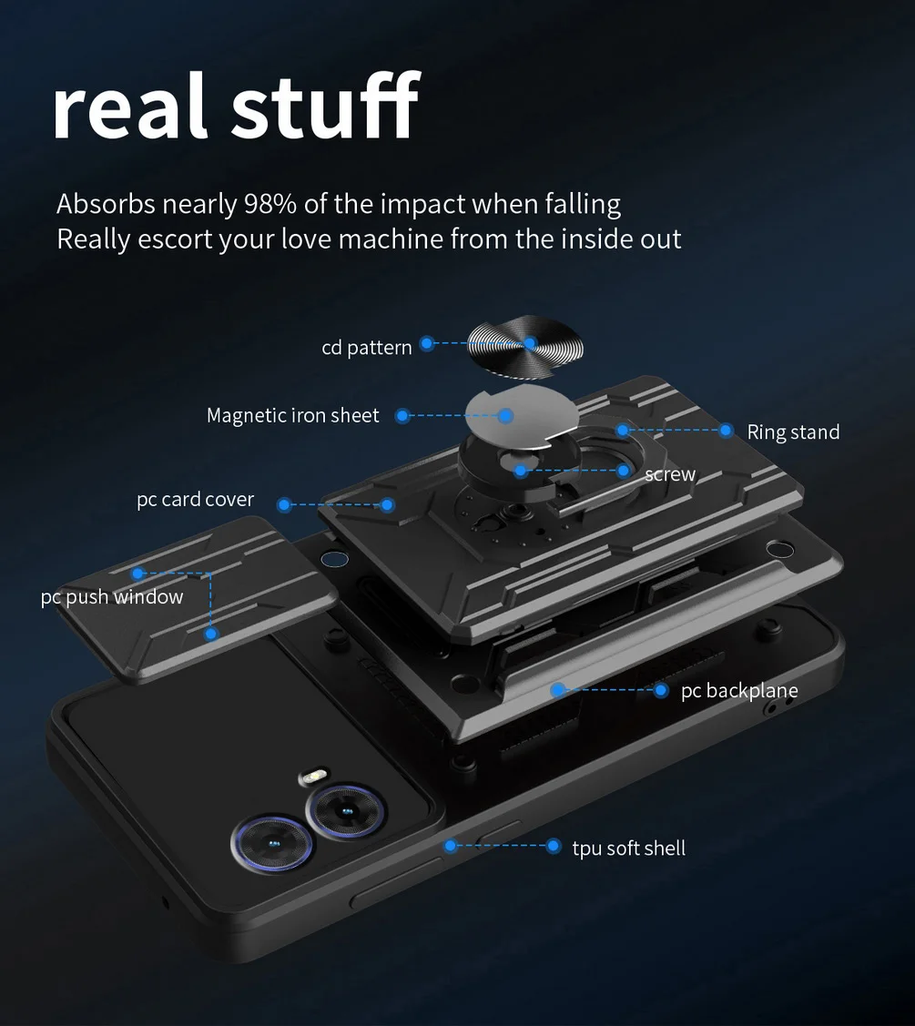 Card Holder Armor Hybrid Ring Cover with Camera Protection