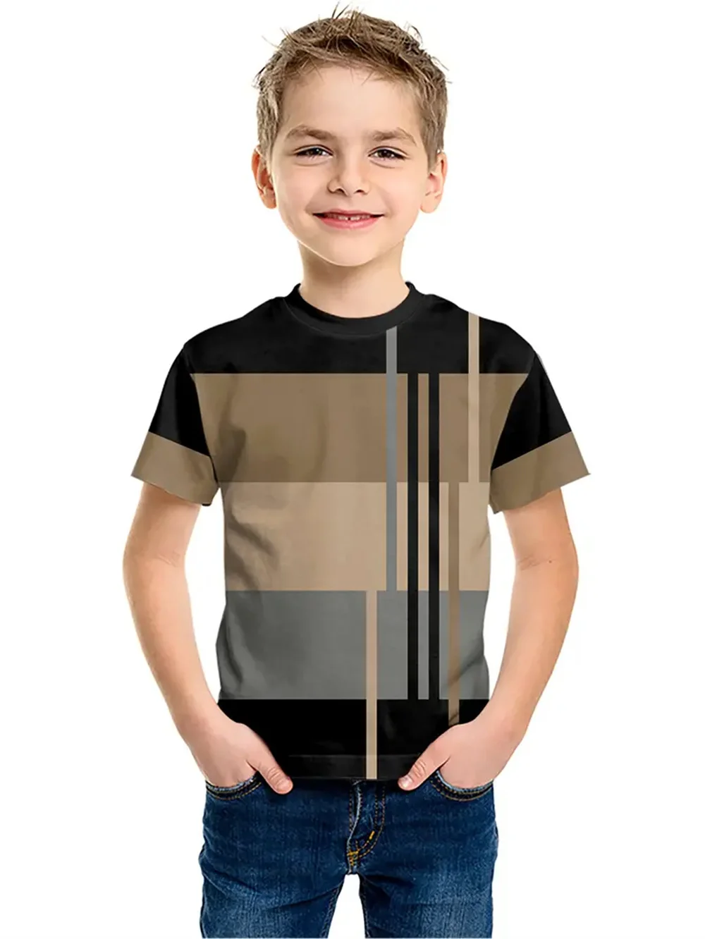 Striped Simplicity 3d Print Tee Shirt Kids Boys Clothes Short Sleeve Casual Children's Clothing Fashion T Shirt For Boys 3